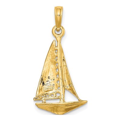 14K Yellow Gold 3D Sailboat Charm Pendant – view 5