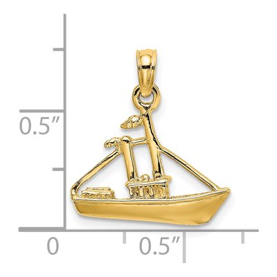 14K Yellow Gold 3D Tug Boat Pendant – view 4