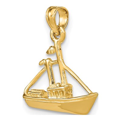 14K Yellow Gold 3D Tug Boat Pendant – view 6