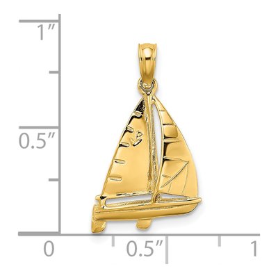 14K Yellow Gold 3-D Sailboat Pendant – view 4
