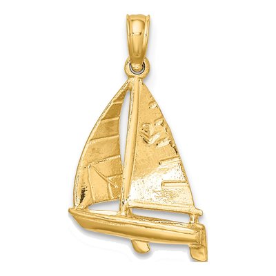 14K Yellow Gold 3-D Sailboat Pendant – view 5