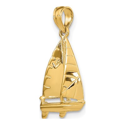 14K Yellow Gold 3-D Sailboat Pendant – view 6