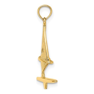 14K Yellow Gold 3D Surfboard Pendant – view 3