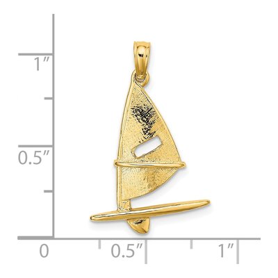 14K Yellow Gold 3D Surfboard Pendant – view 4