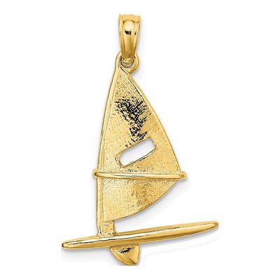 14K Yellow Gold 3D Surfboard Pendant
