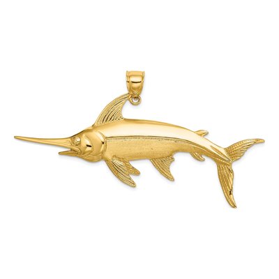 14K Yellow Gold Swordfish Pendant