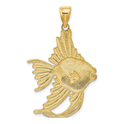 14K Yellow Gold Large Angelfish Pendant – view 5