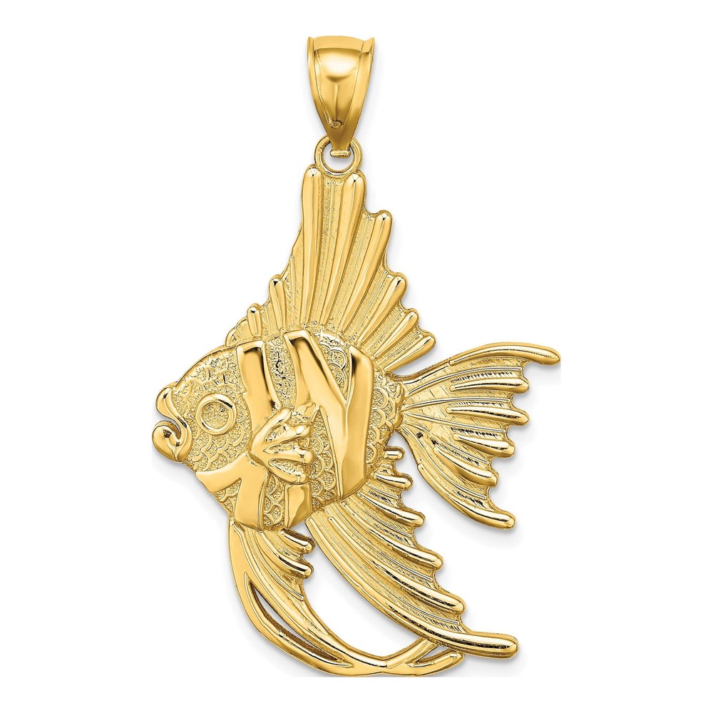 14K Yellow Gold Large Angelfish Pendant