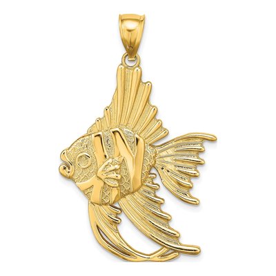 14K Yellow Gold Large Angelfish Pendant