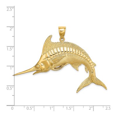 14K Yellow Gold Large Blue Marlin Pendant – view 4