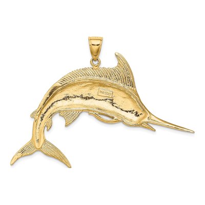 14K Yellow Gold Large Blue Marlin Pendant – view 5