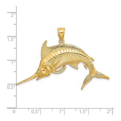14K Yellow Gold Blue Marlin Pendant – view 4