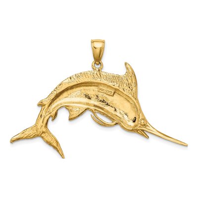 14K Yellow Gold Blue Marlin Pendant – view 5