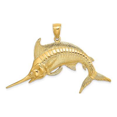 14K Yellow Gold Blue Marlin Pendant