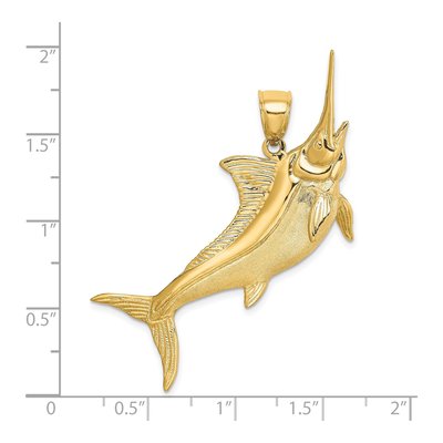 14K Yellow Gold 3-D Marlin Pendant – view 4