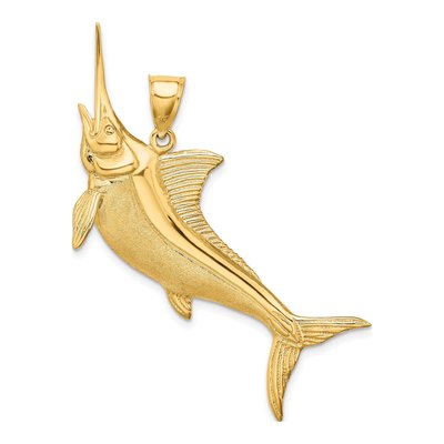 14K Yellow Gold 3-D Marlin Pendant – view 5