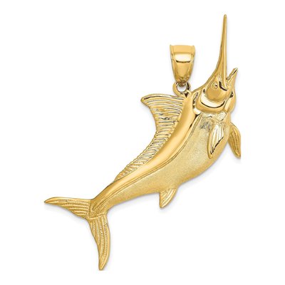 14K Yellow Gold 3-D Marlin Pendant