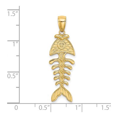 14K Yellow Gold 3D Fishbone Pendant – view 4