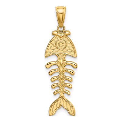 14K Yellow Gold 3D Fishbone Pendant – view 5