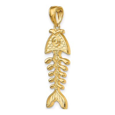 14K Yellow Gold 3D Fishbone Pendant – view 6