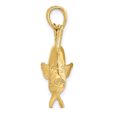 14K Yellow Gold 3-D Skipjack Tuna Fish Charm – view 3