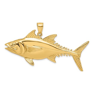 14K Yellow Gold 3-D Skipjack Tuna Fish Charm