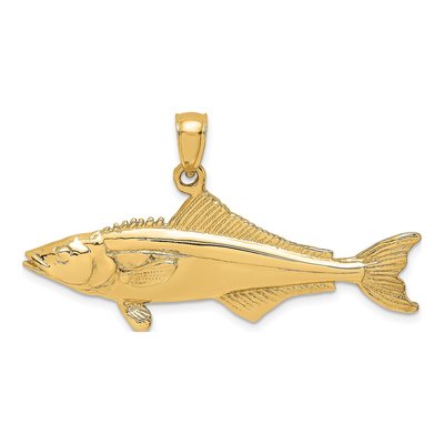 14K Yellow Gold 3-D Cobia Fish Pendant