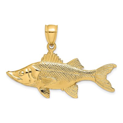 14K Yellow Gold 3-D Tarpon Fish Pendant