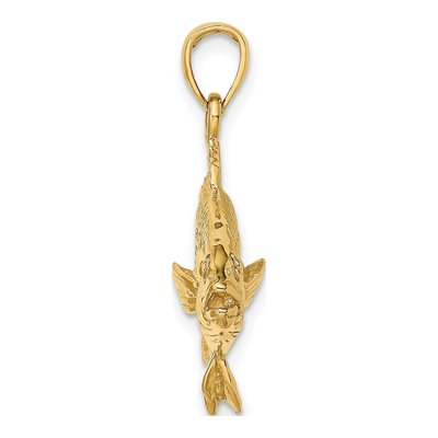 14K Yellow Gold 3-D Textured Red Snapper Fish Charm – view 3