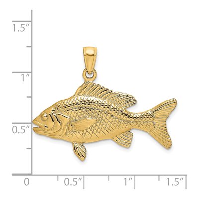 14K Yellow Gold 3-D Textured Red Snapper Fish Charm – view 4