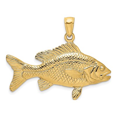 14K Yellow Gold 3-D Textured Red Snapper Fish Charm – view 5