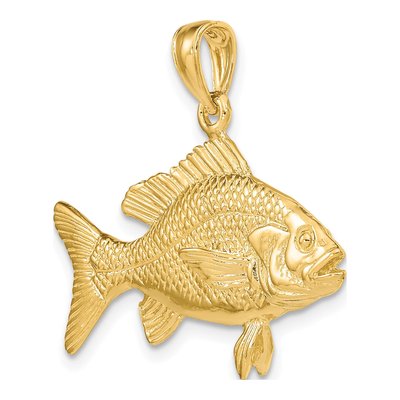 14K Yellow Gold 3-D Textured Red Snapper Fish Charm – view 6