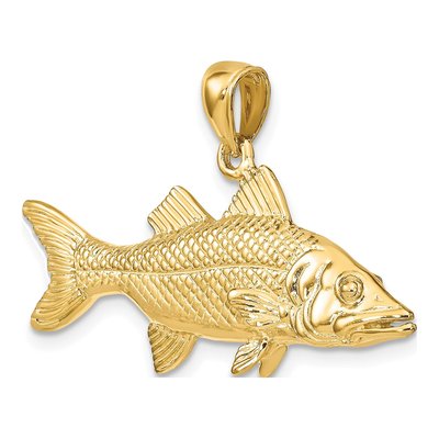 14K Yellow Gold 3-D Snook Fish Charm – view 6