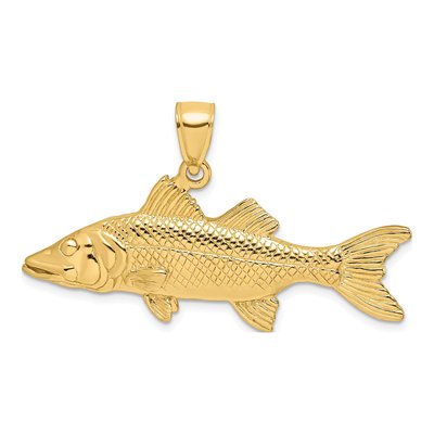 14K Yellow Gold 3-D Snook Fish Charm