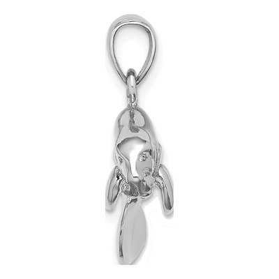 14K White Gold 3D Swimming Manatee Pendant – view 3