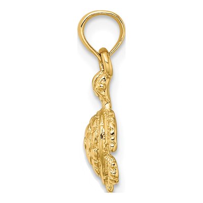14K Yellow Gold Textured Sea Turtle Charm – view 3