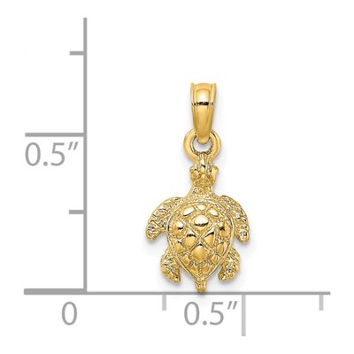 14K Yellow Gold Textured Sea Turtle Charm – view 4