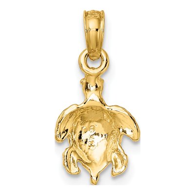 14K Yellow Gold Textured Sea Turtle Charm – view 5