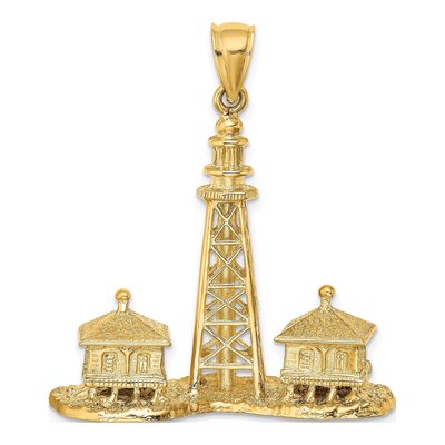 14K Yellow Gold Sanibel Lighthouse Pendant