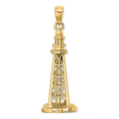 14K Yellow Gold 3-D Sanibel Island Lighthouse Charm