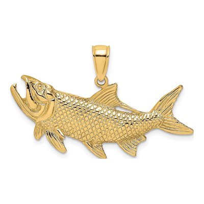 14K Yellow Gold Tarpon Fish Pendant