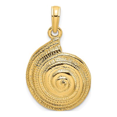 14K Yellow Gold Textured Troca Shell Charm