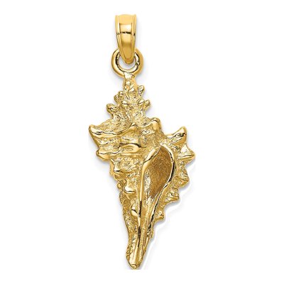 14K Yellow Gold 3-D Conch Shell Pendant