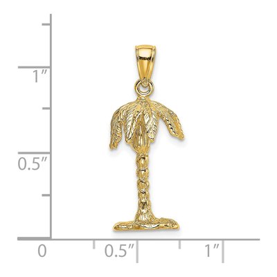 14K Yellow Gold 3-D Textured Palm Tree Charm – view 4