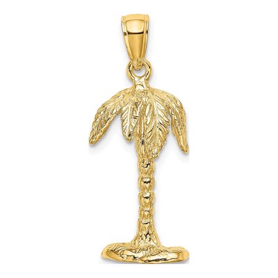 14K Yellow Gold 3-D Textured Palm Tree Charm – view 5