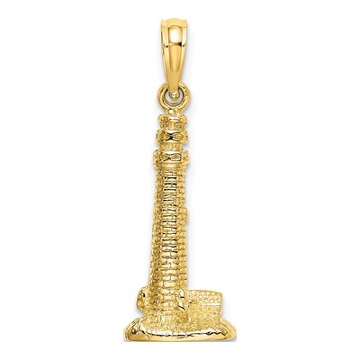 14K Yellow Gold 3D Cape May Lighthouse Charm – view 5