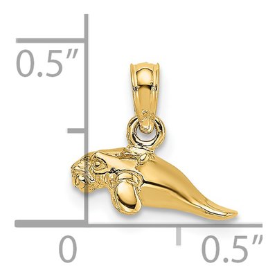 14K Yellow Gold 3D Mini Manatee Pendant – view 4