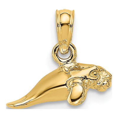 14K Yellow Gold 3D Mini Manatee Pendant – view 5
