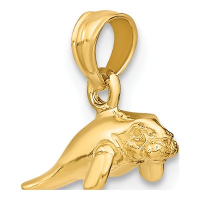 14K Yellow Gold 3D Mini Manatee Pendant – view 6