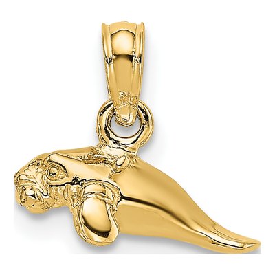 14K Yellow Gold 3D Mini Manatee Pendant